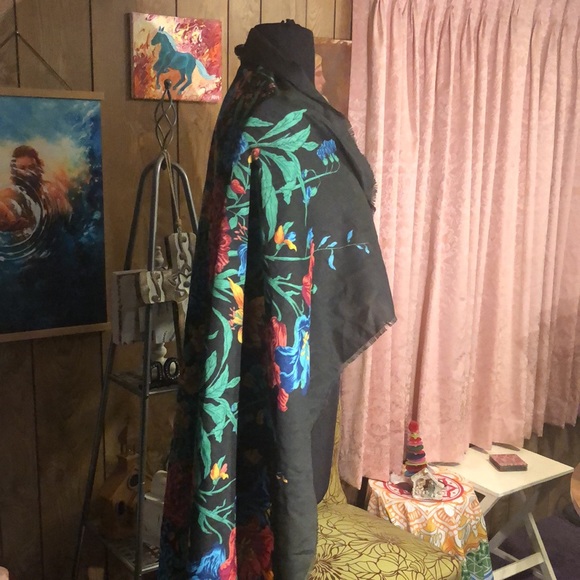 Long Colorful Floral Scarf/Cover up - Picture 3 of 13